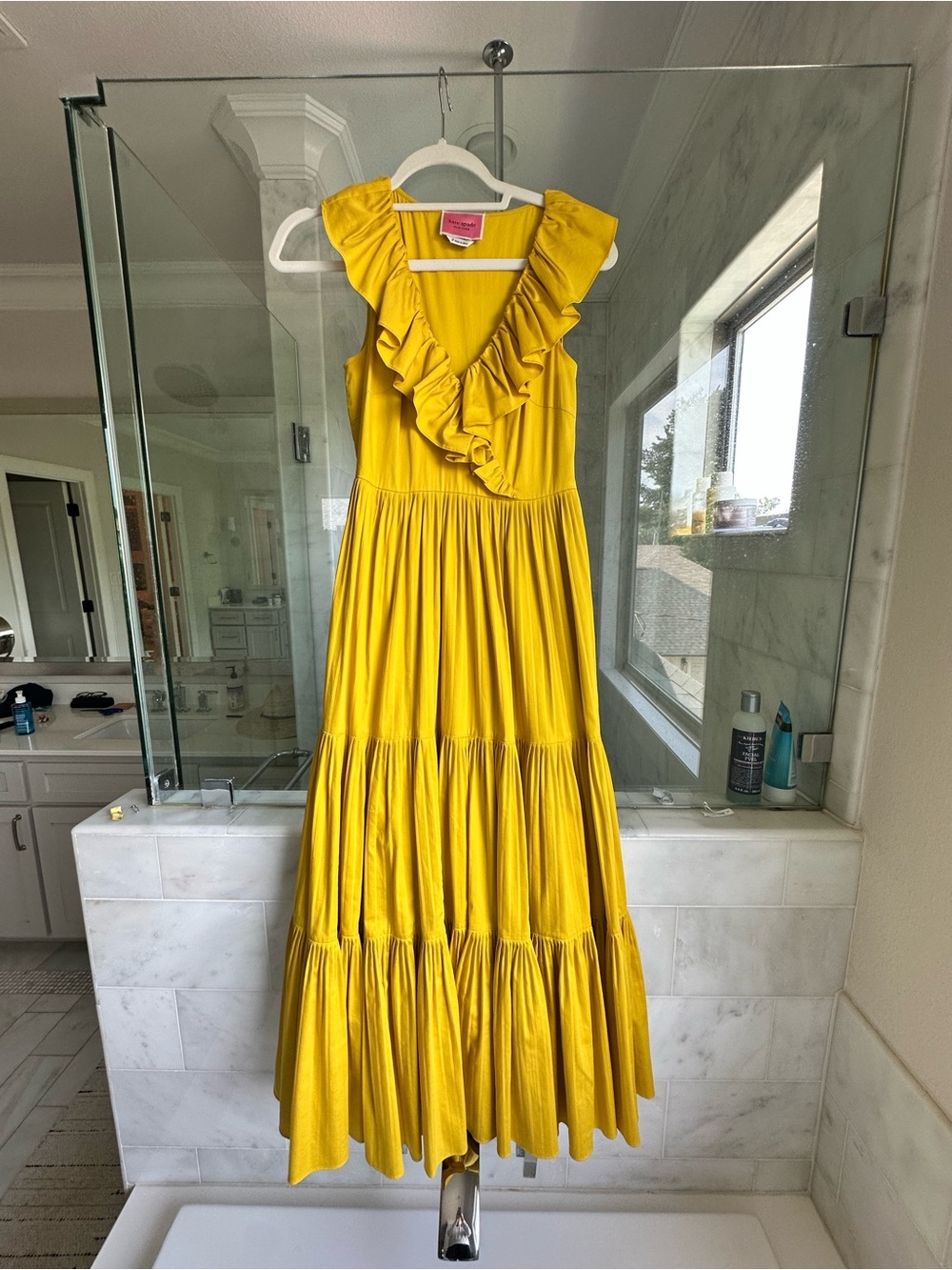 kate spade Bright Yellow Ruffle Tiered Maxi Dress